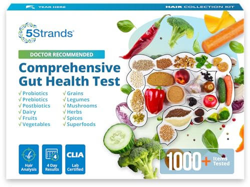 5Strands Comprehensive Gut Health Test for Adults & Kids, 1000+ Food Items Tested, Non-Invasive, At Home Hair Sample Screening for Food Intolerances, Results in 4 Days