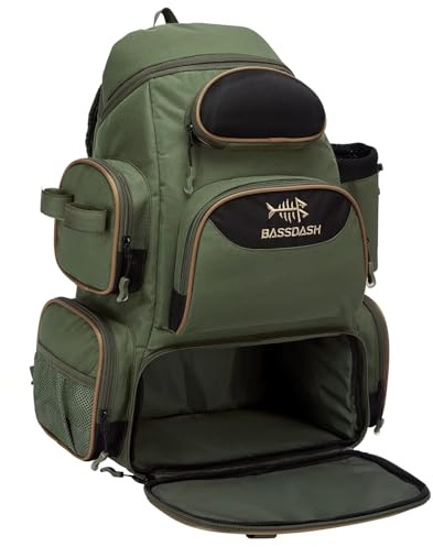 Generisch Angelrucksack Tackle-Rucksack Angeltasche, wasserabweisend, viele Fächer, leicht (Grün)
