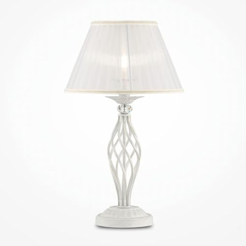 Casa Padrino Jugendstil Tischleuchte Antik Weiß/Weiß H. 56 cm - Barock & Jugendstil Leuchten