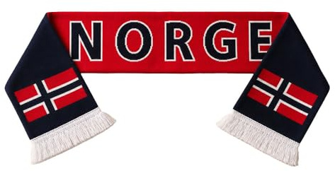 NW NATIONWEAR Norwegen Fanschal Fan Merchandise – Gestrickter Winter Schal mit Flaggen 20x140 cm – Fußball Schal für Fans & Alltag
