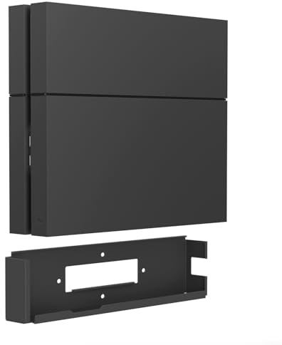 etal Staffa di montaggio a parete per console PS4, kit di installazione TV su entrambi i lati, rack salvaspazio con vestibilità sicura, accessorio da gioco in acciaio, colore nero