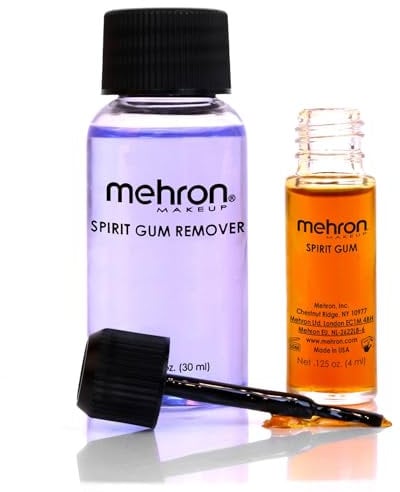 Mehron Make-up Spirit Gum & Remover Kombi-Set | Spirit Gum Klebstoff und Lösungsmittel | Professioneller kosmetischer Kleber für Gesicht, Haut und Körper