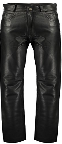 MyLeather Men's Genuine Leather Motorcycle Trousers with Straight Fit