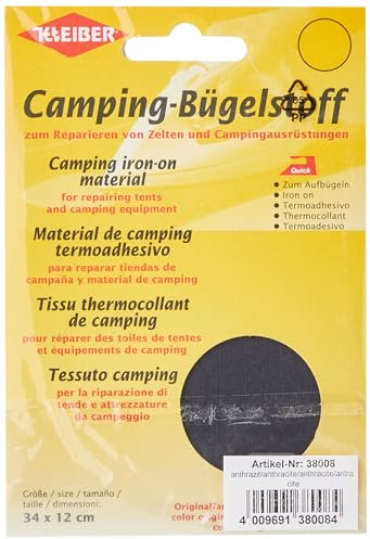 Kleiber 100 Percent Cotton Canvas Tent with Awning Iron on Repair Patch, Black