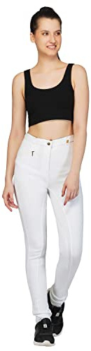 EQUITACIÓN Mujer Suave ELÁSTICO Pantalones para Montar JODPHURS/Jodhpurs JODS Blanco - Blanco, Algodón y Spandex, 40/30