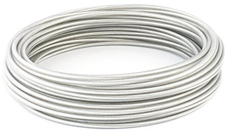 Cable de acero de PVC de 3 mm, transparente, color 1 x 7, funda de cuerda de silvicultura galvanizada con revestimiento de polímero.