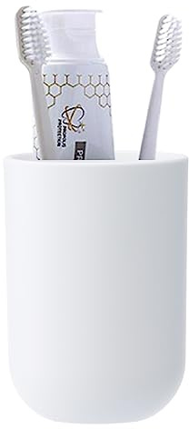 UVIVIU Toothbrush Cup, Bathroom Cup, Toothbrush Holder, Bathroom Tumbler, Plastic, 350ml (White)
