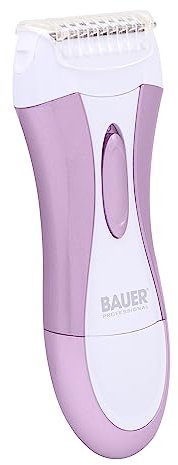 Bauer Professional 38730 Soft and Smooth Lady Shaver / Painless Hair Removal / Arms, Legs and Bikini Trimmer / Battery Operated / Wet and Dry Shave / Bikini Trimmer Attachment / Stainless Steel Blades
