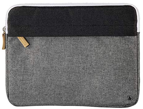 Hama Laptoptasche Florenz gepolstert (Notebook Hülle zum Schutz vor Kratzern und Staub, Notebook Tasche für Damen und Herren, Laptophülle mit Platz für Zubehör, 28 cm, 11 Zoll) schwarz, grau