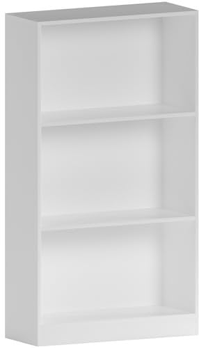 Vida Designs Cambridge Bücherregal mit 3 Ebenen, mittelgroß, weißes Holzregal, Aufbewahrungseinheit, Büro, Wohnzimmermöbel, Holz, 108 x 60 x 24 cm