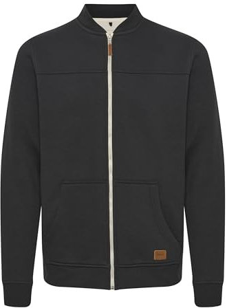 Blend BHArco Herren Sweatjacke Collegejacke Cardigan mit kurzem Stehkragen Reißverschluss Kängurutasche Baumwollmischung Regular fit, Größe:XXL, Farbe:Black (70155)