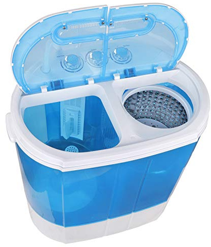 ZenStyle Lavadora portátil compacta doble tina de 10 libras, mini lavadora de carga superior con manguera de entrada de 6.57 pies