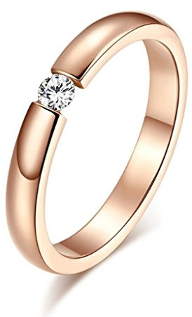 ANAZOZ Bague Femme Fantaisie Acier Inoxydable Or Rose Largeur 3MM