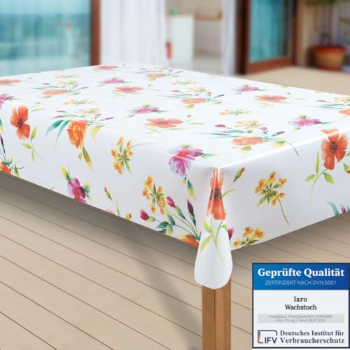 laro Wachstuch-Tischdecke Abwaschbar Garten-Tischdecke Wachstischdecke PVC Plastik-Tischdecken Eckig Meterware Wasserabweisend Abwischbar |68|, Muster:Sommer Blumen Mix, Größe:100x140 cm
