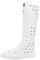 Jamron Ragazze Donna Moda Ginocchio Alta Allacciare Tela Stivali Puro Bianco Zip Stivali di Danza Occhielli SN813 EU42