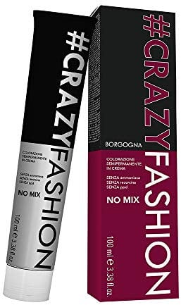 Crazy Fashion, Tinte Semipermanente, Sin Amoniaco, Resorcinol ni PPD, Tinte Semipermanente en Crema, Duración de 6 a 8 Lavados, Borgoña, 100 ml