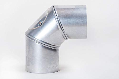 AdoroSol Vertriebs GmbH Rauchrohr Ofenrohr Rauchrohrbogen Kaminrohr Bogen 0-90° verstellbar mit Tür Ø150mm FAL silber