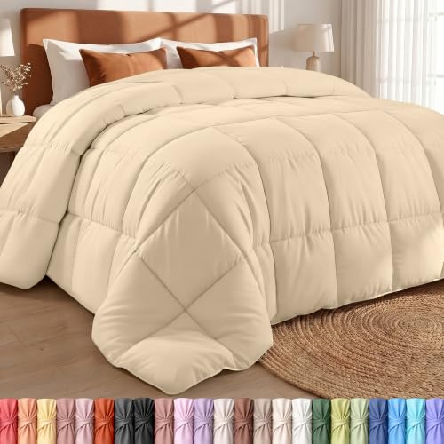 Utopia Bedding Piumone 259 x 229 cm, Piumino matrimoniale, Trapunta 100% Microfibra, Piumino Caldo (Beige)