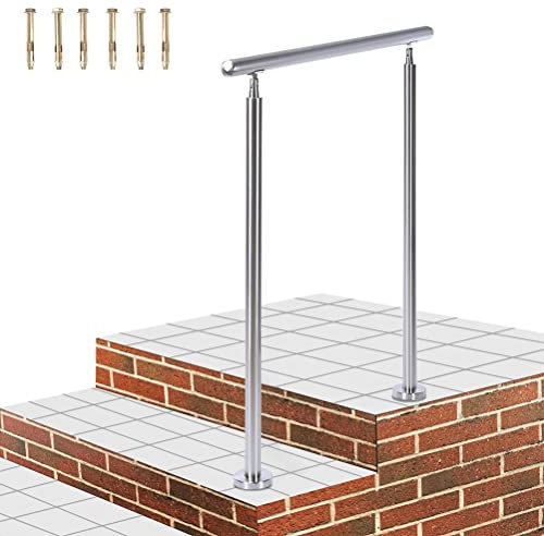 INMOZATA Handrails for Outdoor Steps, 80CM Outdoor Handrail with Installation Kit, Stair Rails Banister Stainless Steel Handrail Safety for Stairs Indoor Outdoor