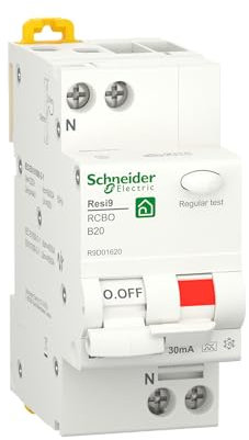 Schneider Electric FI/Leitungsschutzschalter Resi9, 1-polig+N, 20A, B-Charakteristik, 30mA, Typ A, 6kA, Artikelnummer R9D01620