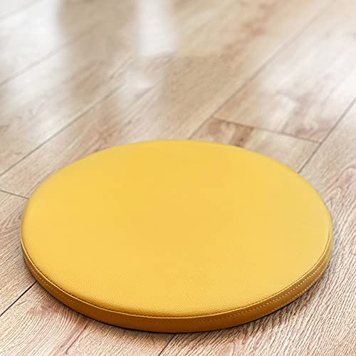 ZZZYZ Runde Memory Foam Sitzkissen Leder Atmungsaktiv Stuhlkissen Büro Tatami Sitzpolster Meditationskissen Für Bürostuhl Indoor-nutzung-Gelb 35cm(14inch)