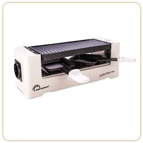 LITTLE BALANCE 8499 Jura Connect 2 - Raclette 1 ou 2 personnes - Assemblage en série de 3 appareils possible - Revêtement anti-adhésif - Puissance 350 W - Blanc