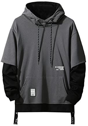 GURUNVANI Kontrastfarbe Pullover Hoodie Herren Patchwork Hoodies Männer | Unisex-inspirierte Passform, Streetwear-Stil, mittelschwerer Stoff, Kapuze mit Kordelzug, Kängurutasche