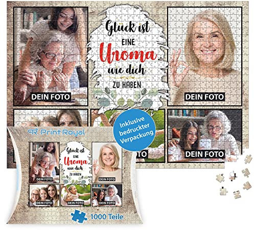 PR Print Royal Foto-Puzzle mit 5 Fotos Bedrucken - Glück ist eine Uroma wie Dich zu haben - Collagen-Puzzle selber gestalten für die Uroma - 1000 Teile inkl. hochwertiger Kartonverpackung