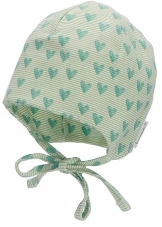 Sterntaler Baby Mädchen Beanie Mütze Mit Herzen - Kinderbeanie aus Baumwolle Mit Bindeband - Grün, 39