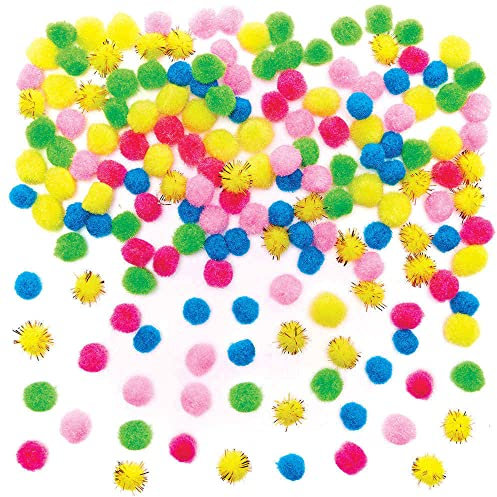 Baker Ross FC549 Selbstklebende Pompons zum Basteln in Feenfarben - Packung mit 200, Bastelmaterial für Kinder und Erwachsene, Buntes Bastelzubehör
