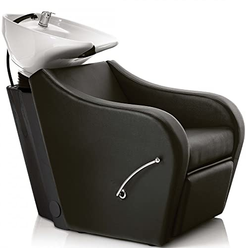 MELCAP Lave-tête pour coiffeurs avec lève-jambes professionnel (375.096) - Noir - Céramique - 97 x 60 110 cm - Moderne - Lavabo pour salon