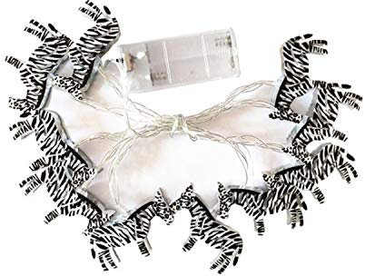 Riaxuebiy 1.65M Zebra Tiere Lichterketten Batteriebetriebene 10 LED Zebra Fairy Nachtlampe für Hawaiian Tropical Party Home Weihnachts Dekoration (Zebra)
