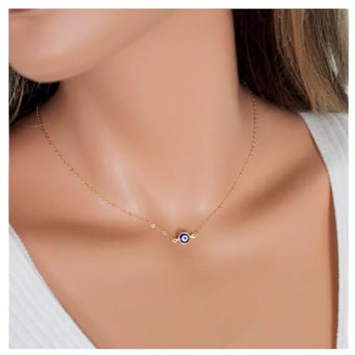 Inilbran Boho Evil Eye Choker Halskette Gold Evil Eye Halskette Choker Vintage Dämonenauge Halskette Kette Minimalismus Blaues Auge Halskette Kette Schmuck für Frauen und Mädchen Amulett Geschenke
