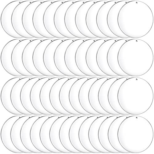 Duufin 50 Piezas Discos Acrilicos Transparente Clear Acrylic Redondos Disco Acrílico Redondo para Llaveros DIY Accesorios, 7,6cm
