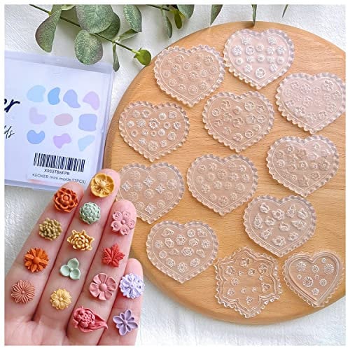 KEOKER Polymer-Tonformen - 12 Stück Florale Formen für Schmuckherstellung, Mini-Ohrringe, Dekoration (Ersatz für Ausstecher)