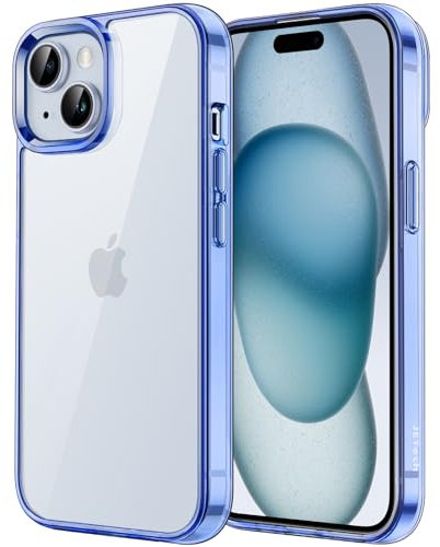 JETech Case for iPhone 15 Plus 6.7-Inch, Non-Yellowing Shockproof Phone Bumper Cover, Anti-Scratch Clear Back (Dark Blue)