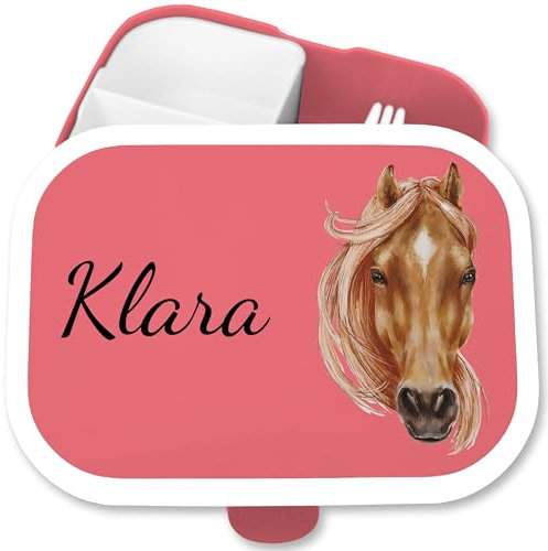 Kinder Campus für Mepal - Pferde - Brotdose Pferdekopf Jausenbox Pferdemädchen Vesperbox Reiten I Pferd - 750 ml - Rosa - 1. klasse geschenke brotzeitbox schule mädchen horse braunen brotbox