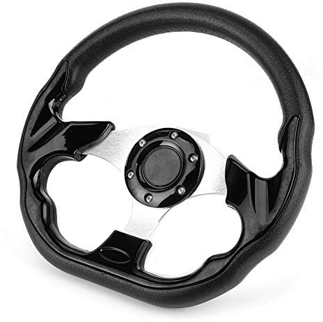 Sportlenkrad, Aluminium + PVC + Kunststofflenkrad 320 mm/12,5 Zoll mit Hupenkabelbaum zur Dekoration für die meisten Standard-Nabenadapter zum Schutz