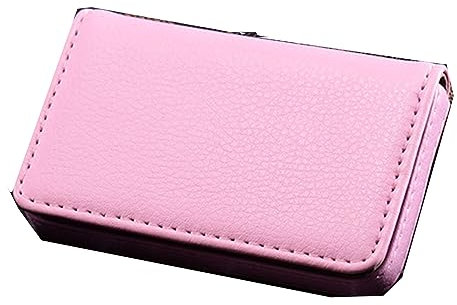 Étui magnétique en cuir PU pour cartes de visite et cartes de visite - Convient pour les hommes et les femmes, rose