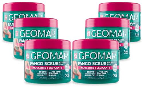 GEOMAR | Schlamm Peeling 2-in-1 mit Reduzierender und Glättender Wirkung, Gegen Cellulite-Unvollkommenheiten, 95% Natürlichen Ursprungs, Mit Tris-Salzen, Made in Italy, 6 x 600 g