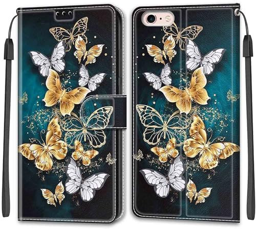 KENHONER Premium PU Leather Flip Wallet Case for iPhone 6 Plus/iPhone 6s Plus - Magnetic Closure - 2 Card Slots - Kickstand - Black