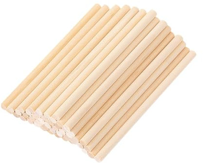 Lot de 100 tiges en Bois Brut pour travaux manuels - Bâtons Ronds en Bois Naturel - 10 cm