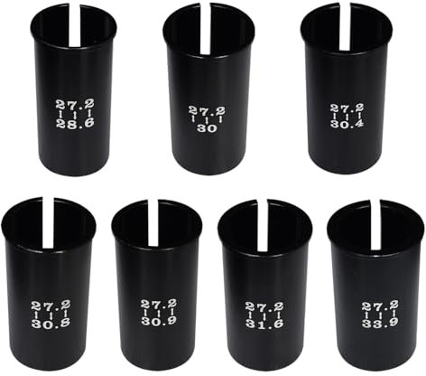 Pirhosigma Set of 7 Sizes Bike Seat Post Adapter Shim Bicycle Seat Tube Conversion Sleeve 27.2mm to 28.6/30/30.4/30.8/30.9/31.6/33.9mm 60mm Length Aluminum Alloy for Road Mountain Bike MTB