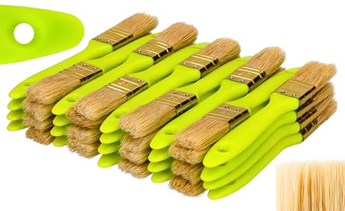 ToolSpace Lot de 36 pinceaux Plats - 25 mm - Pinceau Plat pour Peindre Manche Ergonomique en Plastique Soies Naturelles avec mélange de soies synthétiques Soies denses - pour Tous Types de Peinture