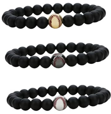CALLARON 3St gefrostetes Perlenarmband catchring family partytisch the trip famaliguy Herrenarmbänder Baseballarmbänder für Jungen inspirierend Kugelarmband aus Kupfer Vulkangestein Schmuck
