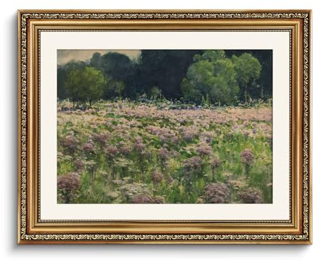 ARPEOTCY Wandkunst, Vintage, goldgerahmt, 40,6 x 50,8 cm, Wildblumen, Bild, Retro-Gemälde, große Leinwanddrucke, Kunstwerk, klassische Naturlandschaft, Wanddekoration für Schlafzimmer, Wohnzimmer,