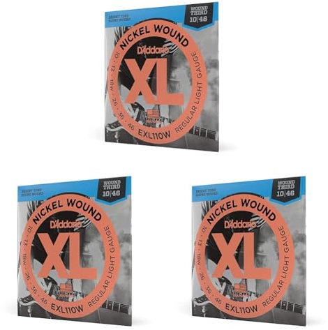 D'Addario Corde Chitarra Elettrica - EXL110W - Set Corde per Chitarra Elettrica per Ferita Nichel - 6 Corde - Luce Normale, ferita 3a, 10-46 - 1-Paccetto (Confezione da 3)