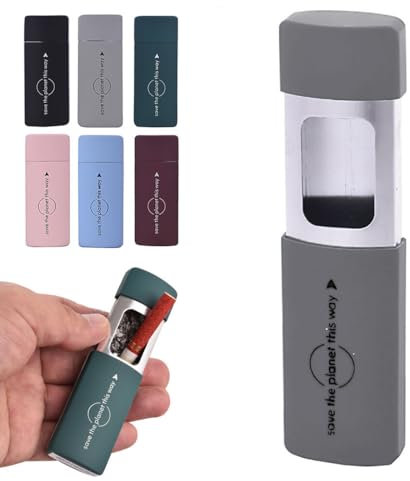 Murago - Taschenaschenbecher Rubber Grau - mit Deckel zum Schieben Ascher für die Handtasche unterwegs geruchsdicht klein Metall für draussen matt