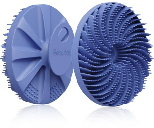BEAUTAIL Brosse à récurer en silicone pour le corps et la douche, exfoliante douce pour homme et femme, peau sensible, design innovant en luffa pour bien mousser, poignée ergonomique antidérapante