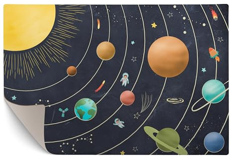 murando - Vinyl Teppich 90x60 cm - PVC Küchenteppich für Wohnzimmer Schlafzimmer Outdoor Läufer Küche Vinylteppich Dünn rutschfest Balkonteppich Design Weltall Kosmos Planeten e-A-10090-bi-a